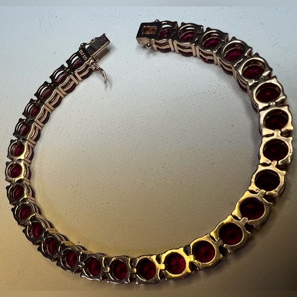 Vintage Ruby 925 tennis bracelet - Picture 4 of 4